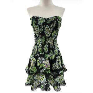 Reset by Jane Angel Floral Strapless Drop Waist Mini Dress NWT Size Medium